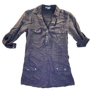 Sugar Tart Women’s Brown Cotton Button Front Shirt Dress Size Small